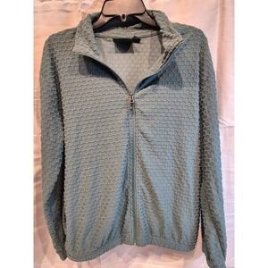 Stillwater Supply Co Womens XL Full Zip Honeycomb Textured‎ Jacket Blue Green